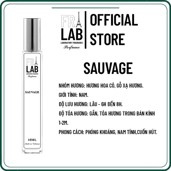 Tinh Dầu Nước Hoa Nam Fralab Sauvage EDP Phóng Khoáng Nam Tính Cuốn Hút Dạng Xịt 10ml