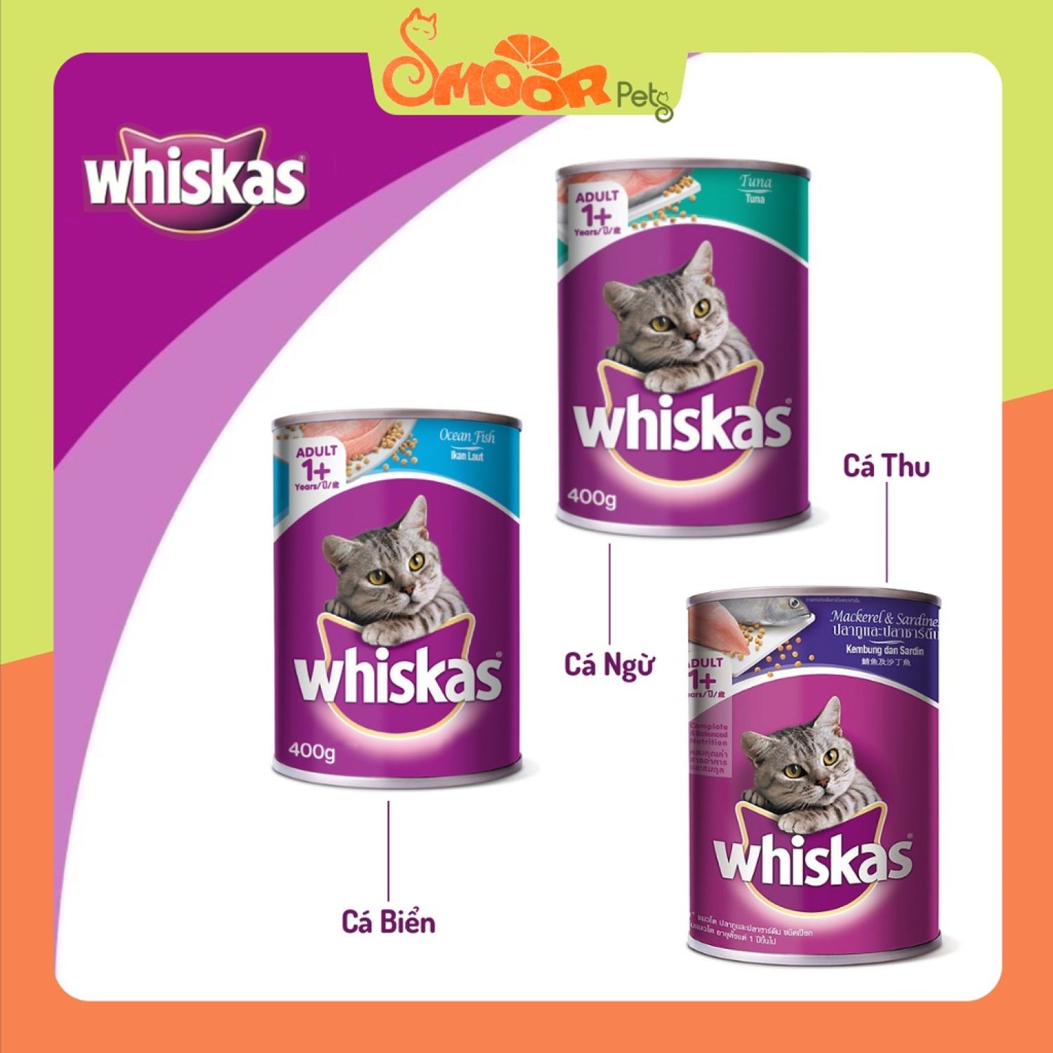 Pate Whiskas cho mèo lớn lon 400gr - Pate mèo Whiskas - Smoor petshop