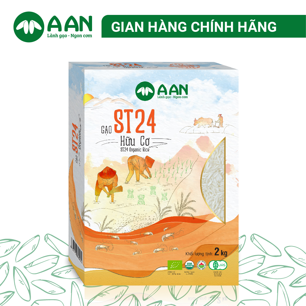 Gạo st24 hữu cơ hộp 2kg - chính hãng gạo a an