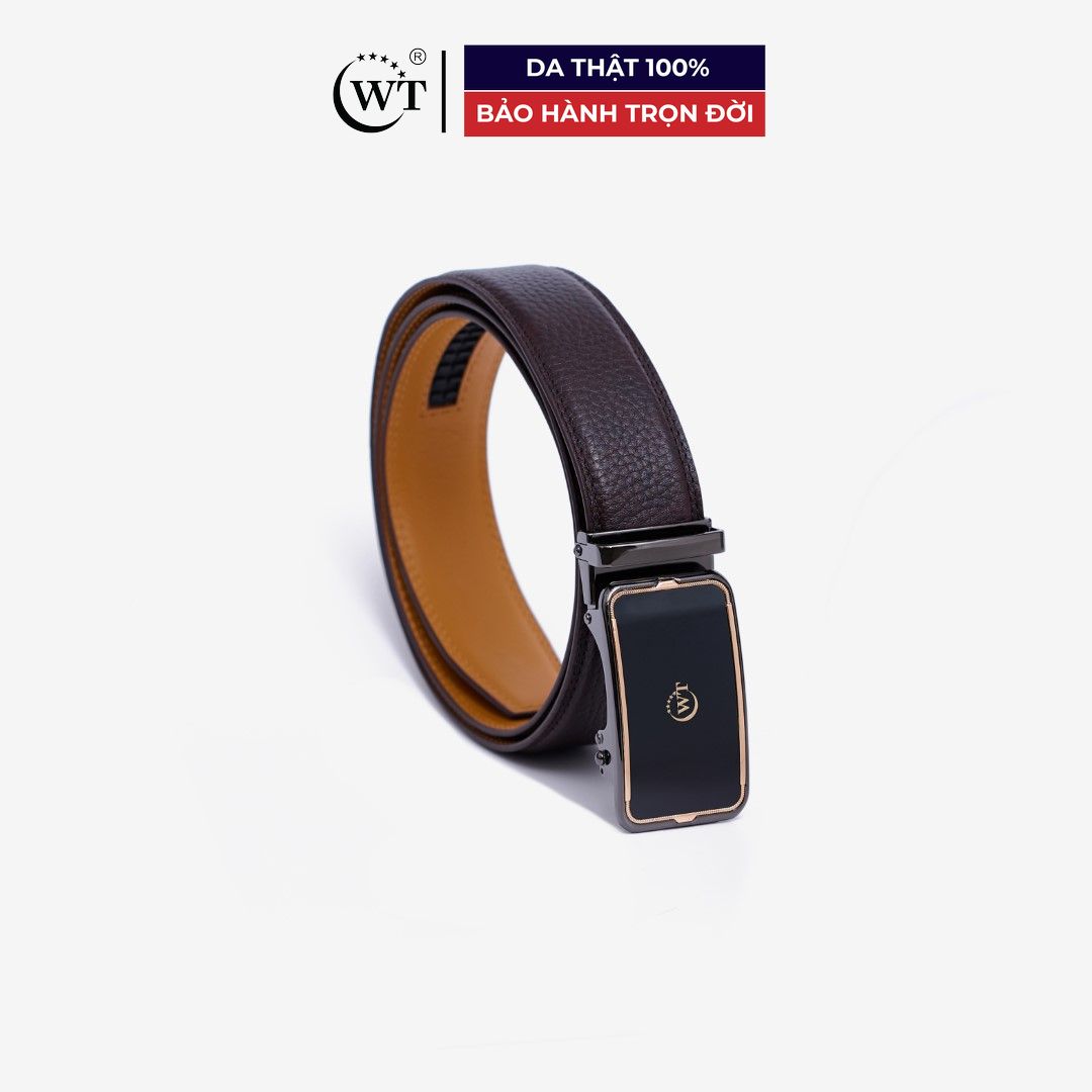 Thắt lưng nam wt leather border mill da bò thật bản 3.5cm khóa tăng đơ .màu nâu, màu đen