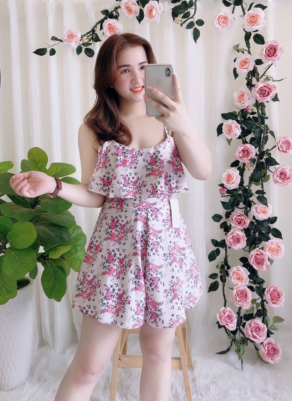 Jum đùi 2 dây voan hoa -QH Jumpsuit