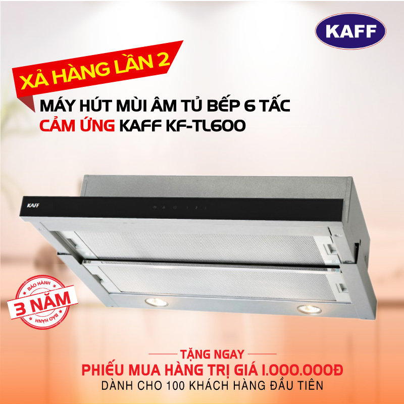 Máy hút mùi âm tủ bếp 6 tấc kaff kf-tl600 - dòng cảm ứng