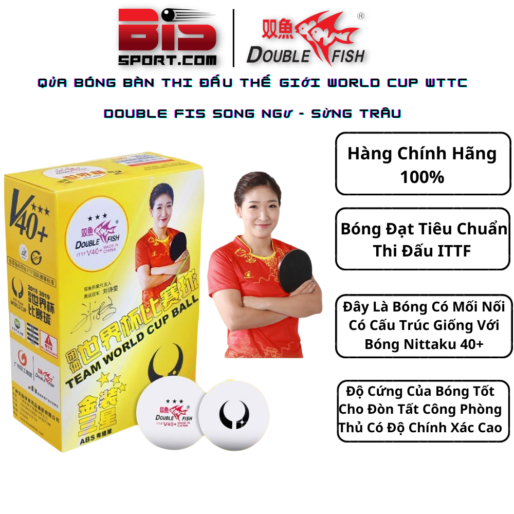 Quả Bóng Bàn Thi Đấu DoubleFish Sừng Trâu WTTC - Bóng Thi Đấu Chính Thức Giải Bóng Bàn Đồng Đội Th