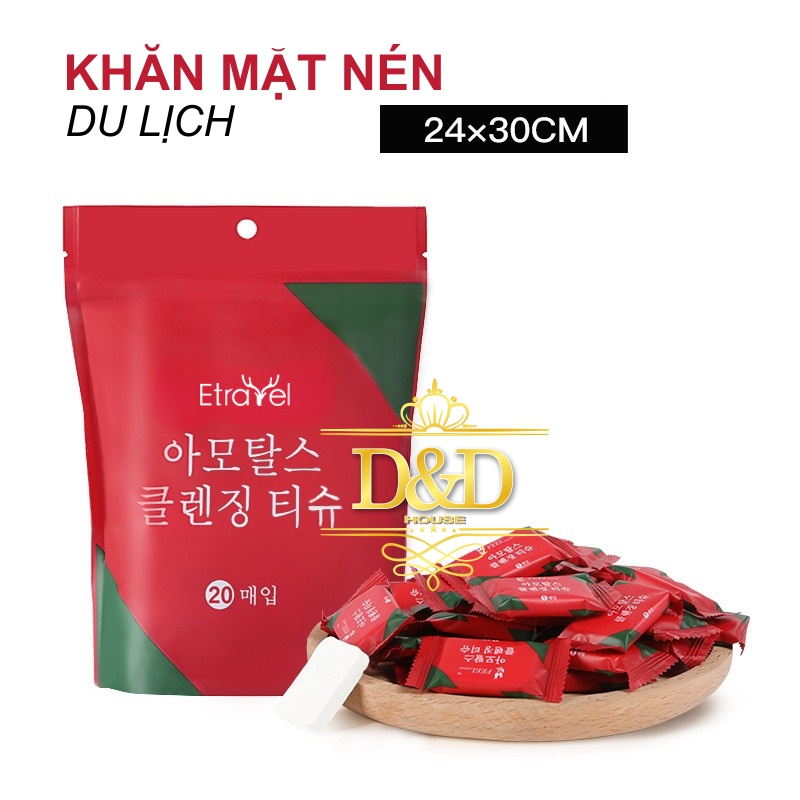 Set 5 khăn mặt nén du lịch dùng 1 lần etravel - 24x30cm