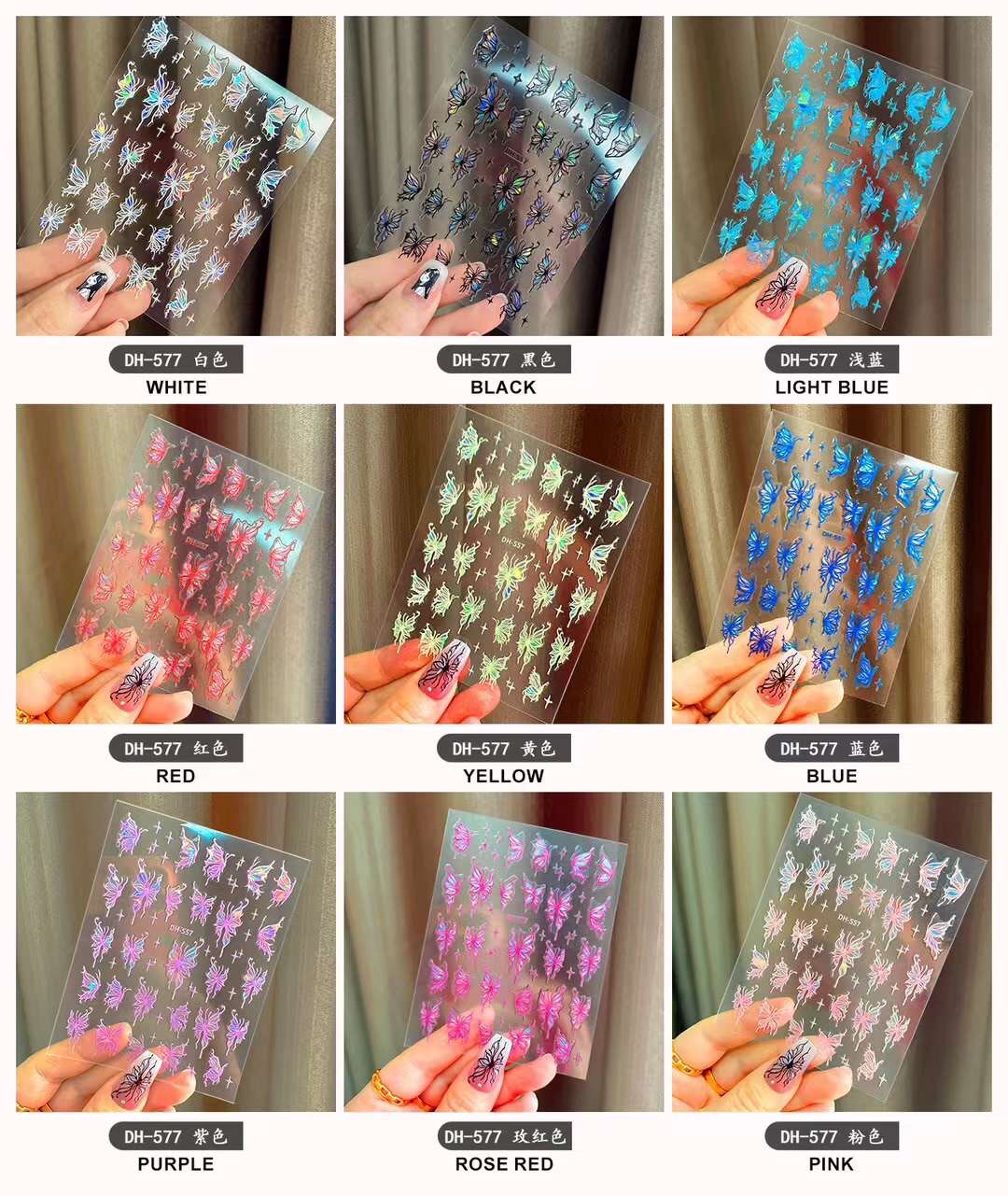 Sticker dán móng chủ đề bướm 3
