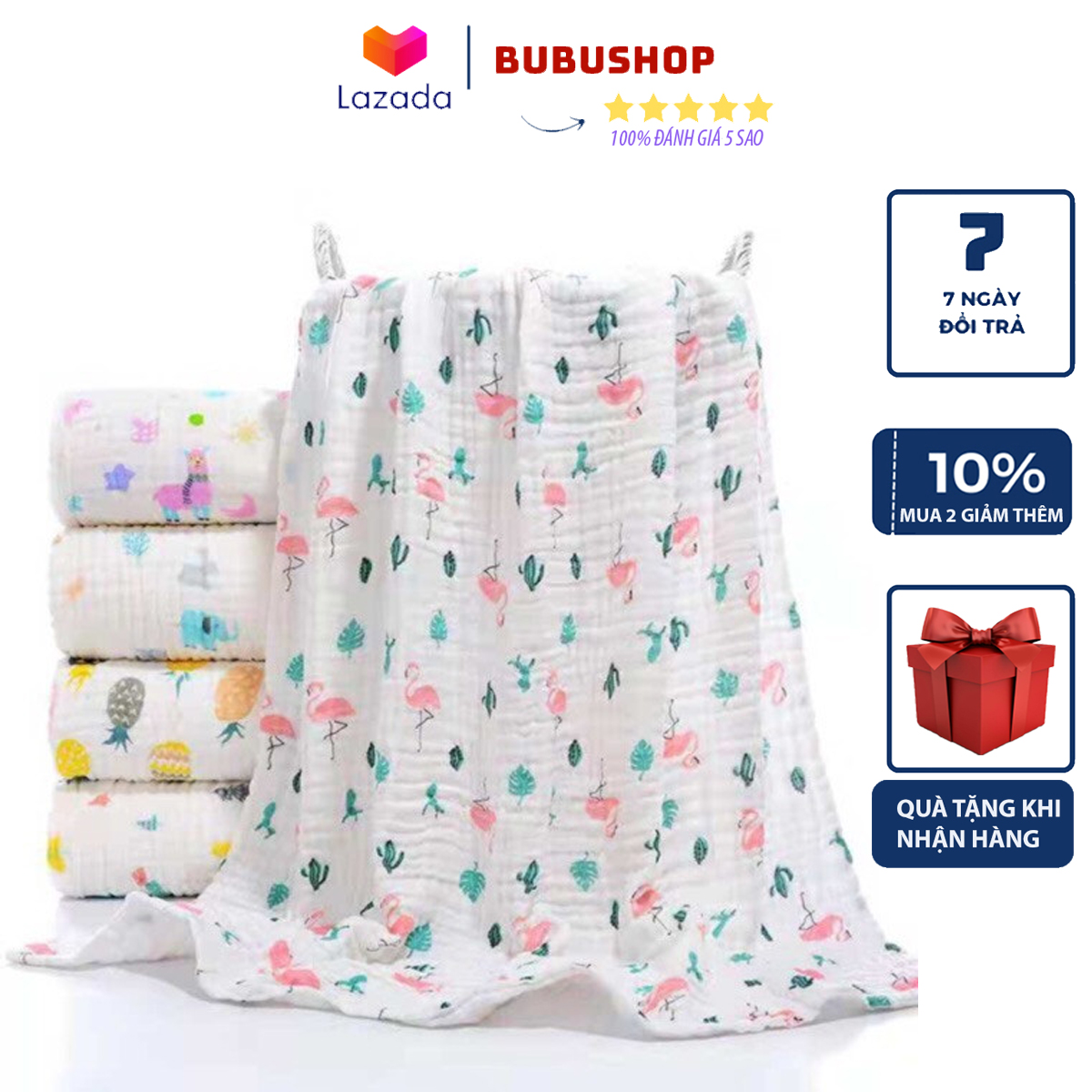 Khăn Tắm Xô 6 Lớp Xịn, Siêu mềm, Siêu Thấm Cho Bé ( Có Thể Làm Chăn Đắp Bé Sơ Sinh) kích thước 100CM x 100CM