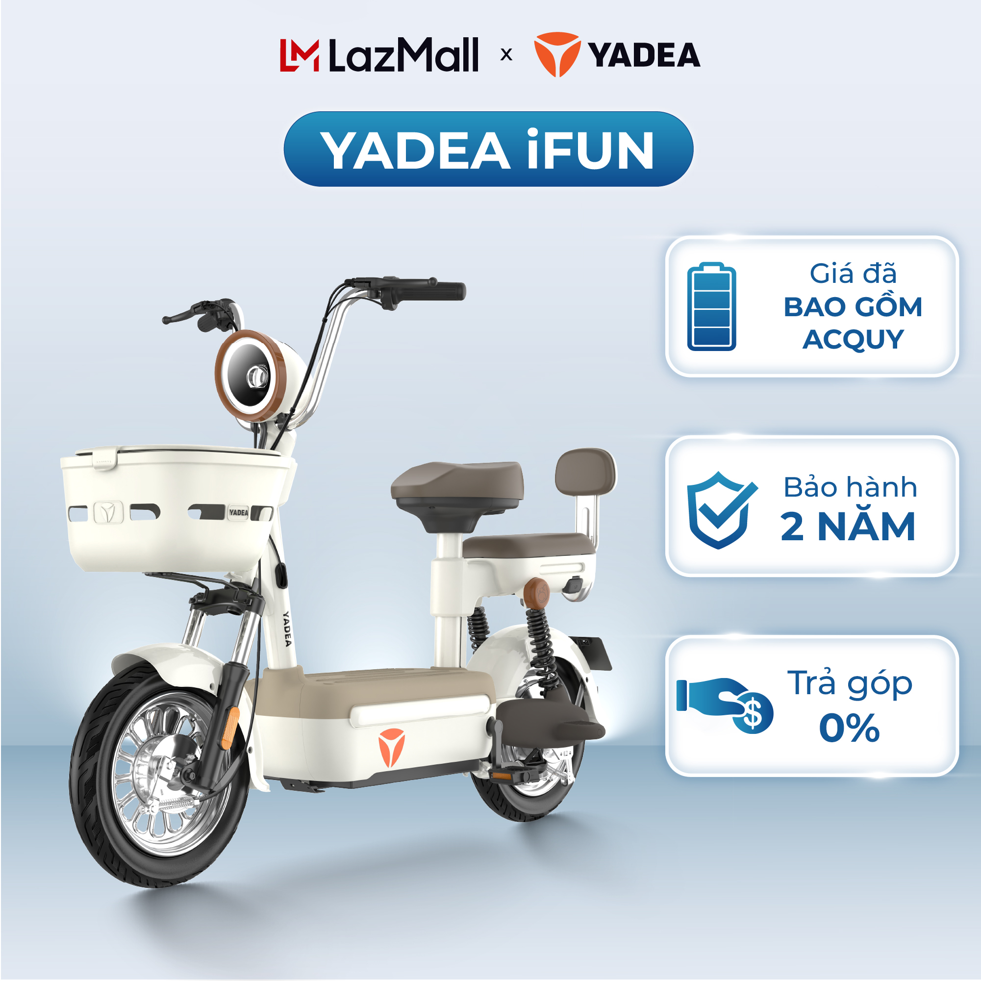   TRẢ GÓP 0%  Xe Máy Điện YADEA IFUN 45KM Một Lần Sạc - Xe Đạp Điện YADEA Ifun Nhỏ Gọn  - Bảo Hành 2 Năm 