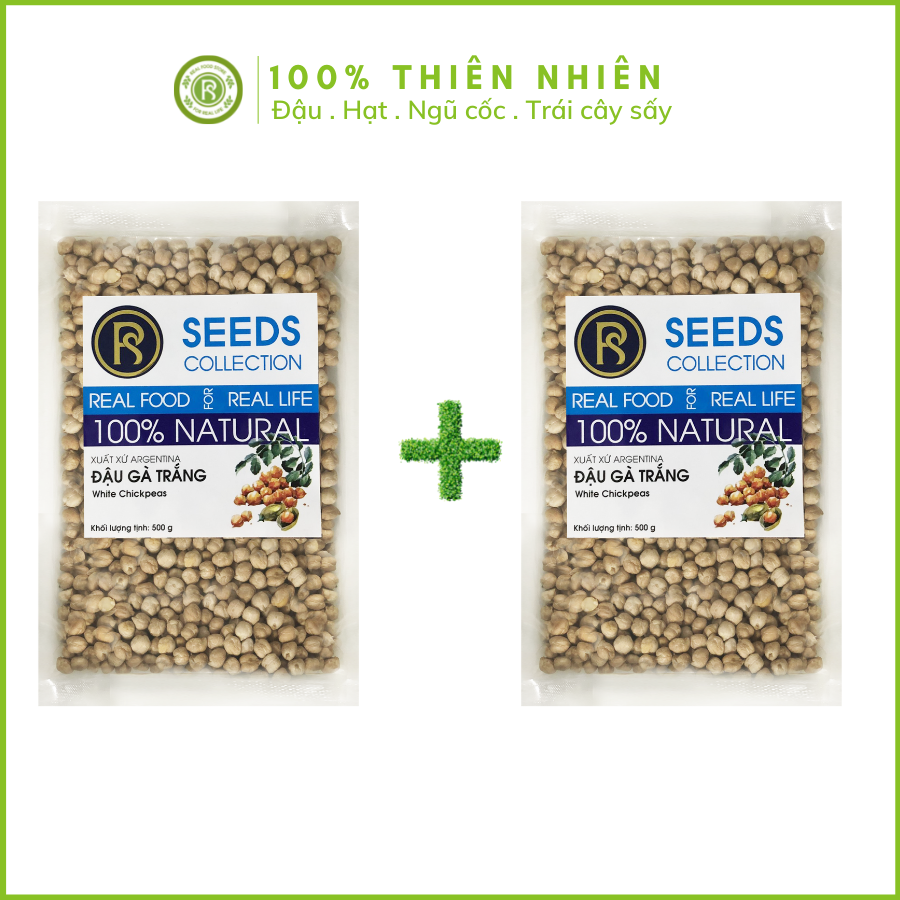[ Combo ] 2 túi Đậu Gà Trắng Chickpeas 500G - Sản phẩm tự nhiên với nhiều tác dụng hỗ trợ cho người lớn tuổi và mẹ bầu...(Hạt 7mm)