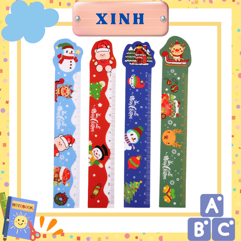 Thước kẻ học sinh nam châm uốn dẻo chủ đề giáng sinh dễ thương dài 15cm