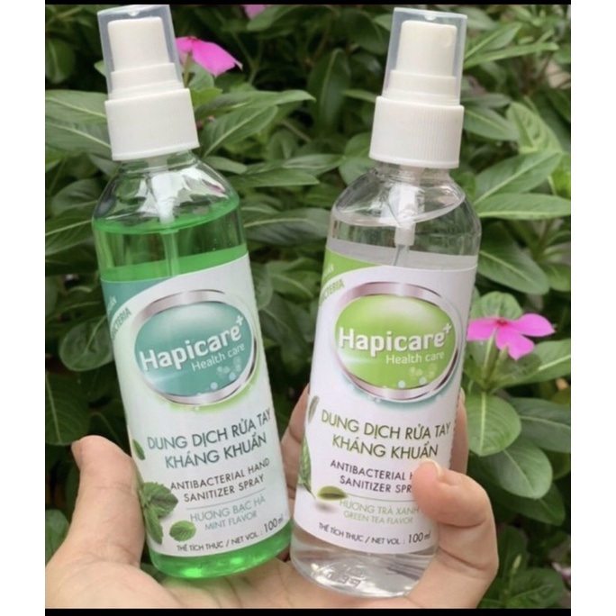 Chai xịt khuẩn, dung dịch rửa tay sát khuẩn mini HapiCare+ , nước khử khuẩn xịt rửa tay khô