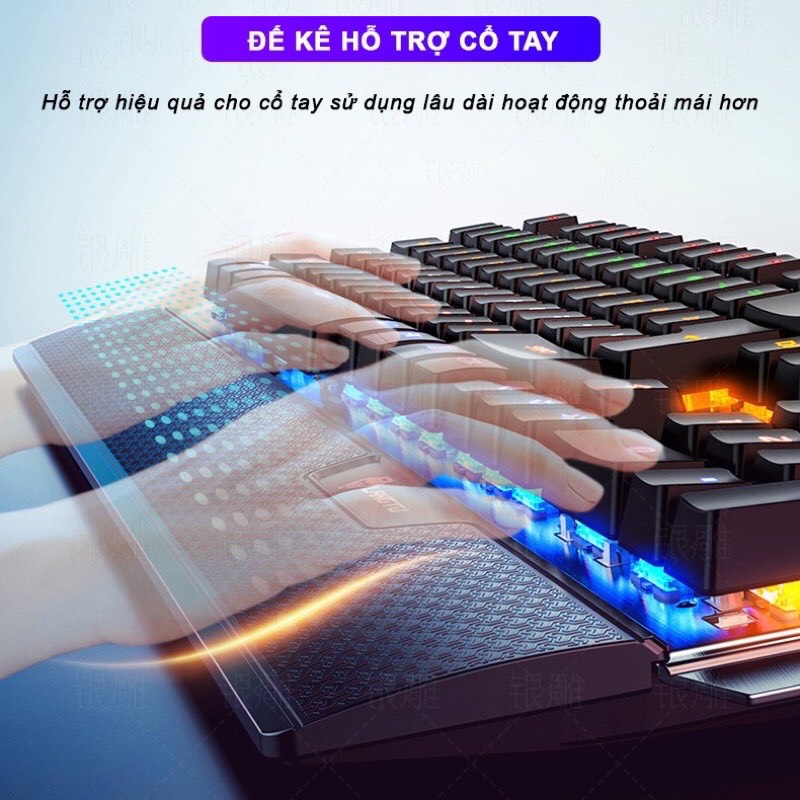 Bàn phím cơ gaming có dây blue switch led rgb có núm xoay tăng giảm âm lượng