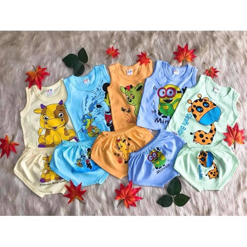 Set 5 bộ quần áo ba lỗ sịp màu susu cho bé