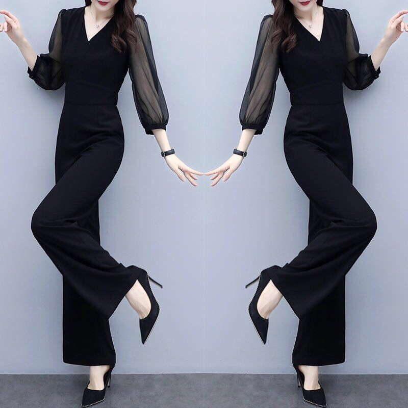 [HCM]Jumsuit nữ tay lưới YSUN Sét đồ bay dài ống suông chất mềm mát J168