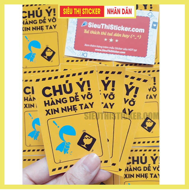 Tem Chú Ý Hàng Dễ Vỡ Xin Nhẹ Tay cho shop bán hàng online, hình thật,chất lượng, giúp hàng hóa được chú ý trong quá trình vận chuyển