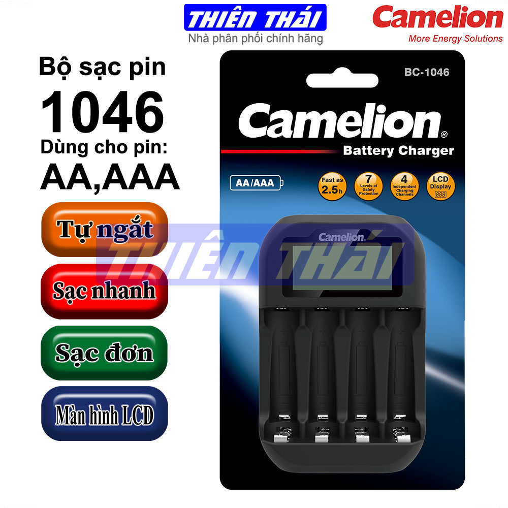 Bộ sạc Camelion BC-1046,kèm pin AA2700mAh,AA2500mAh,AAA1100mAh