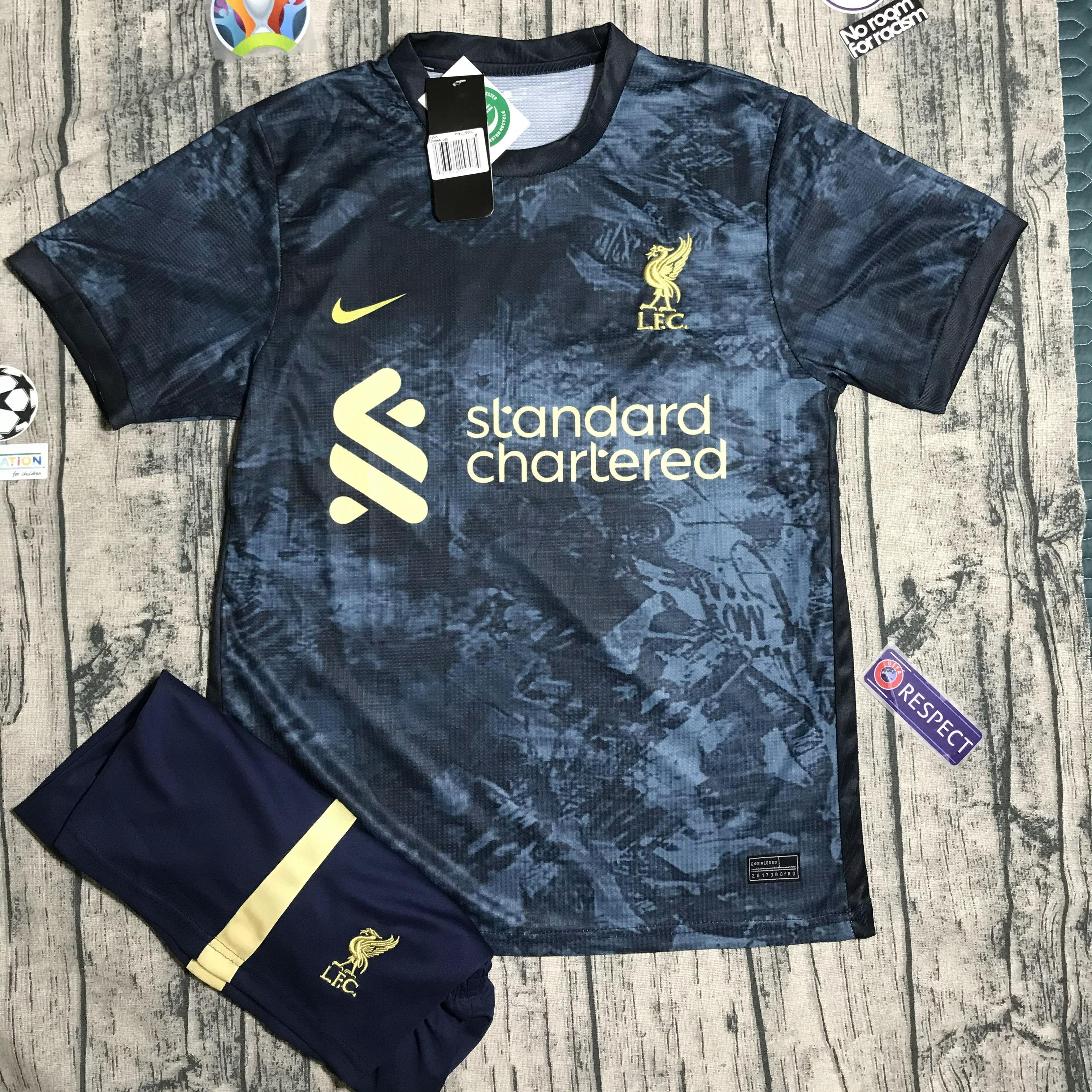 Áo bóng đá - áo đá banh -clb liverpool-đen xanh-thun thái cao cấp