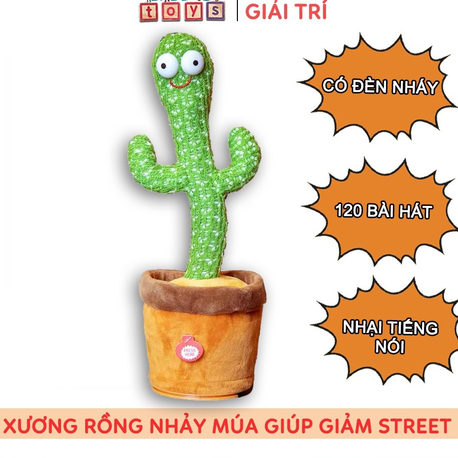 [HCM miễn phí vận chuyển] Cây Xương Rồng Nhảy Múa Nhại Tiếng Nói - Ghi âm - Phát 120 Bài Hát Hot Tiktok Vui Nhộn Cho Bé