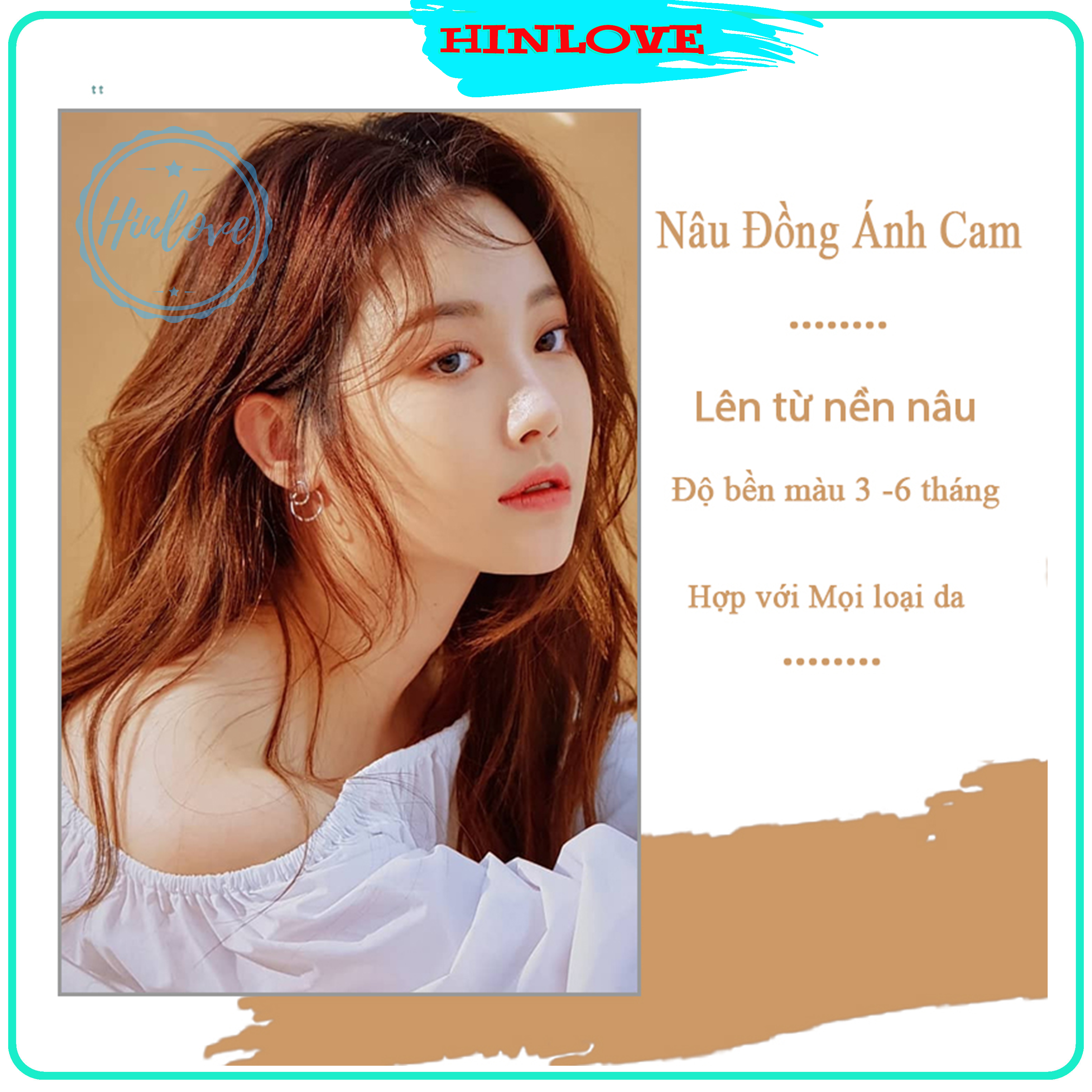 Thuốc nhuộm tóc màu nâu đồng ánh cam lên từ level 5 màu nhuộm tóc tại nhà tone nâu - hinlove