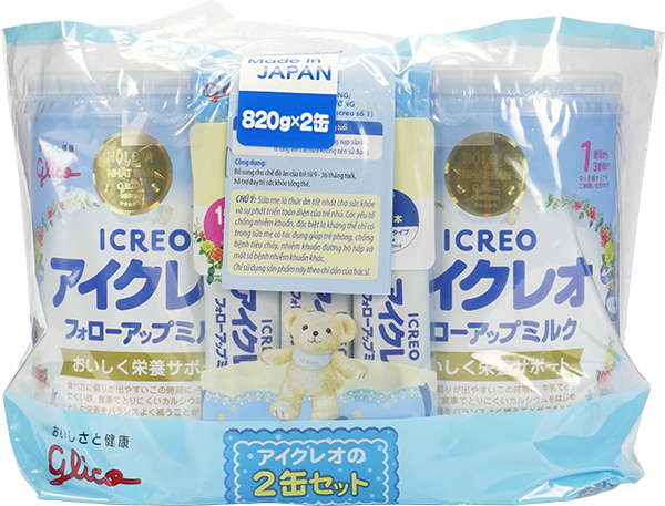 Cb glico icreo follow up milk số 1 gồm 2 hộp 820g & 5 thanh sữa tiện dụng - 100% nội địa nhật bản
