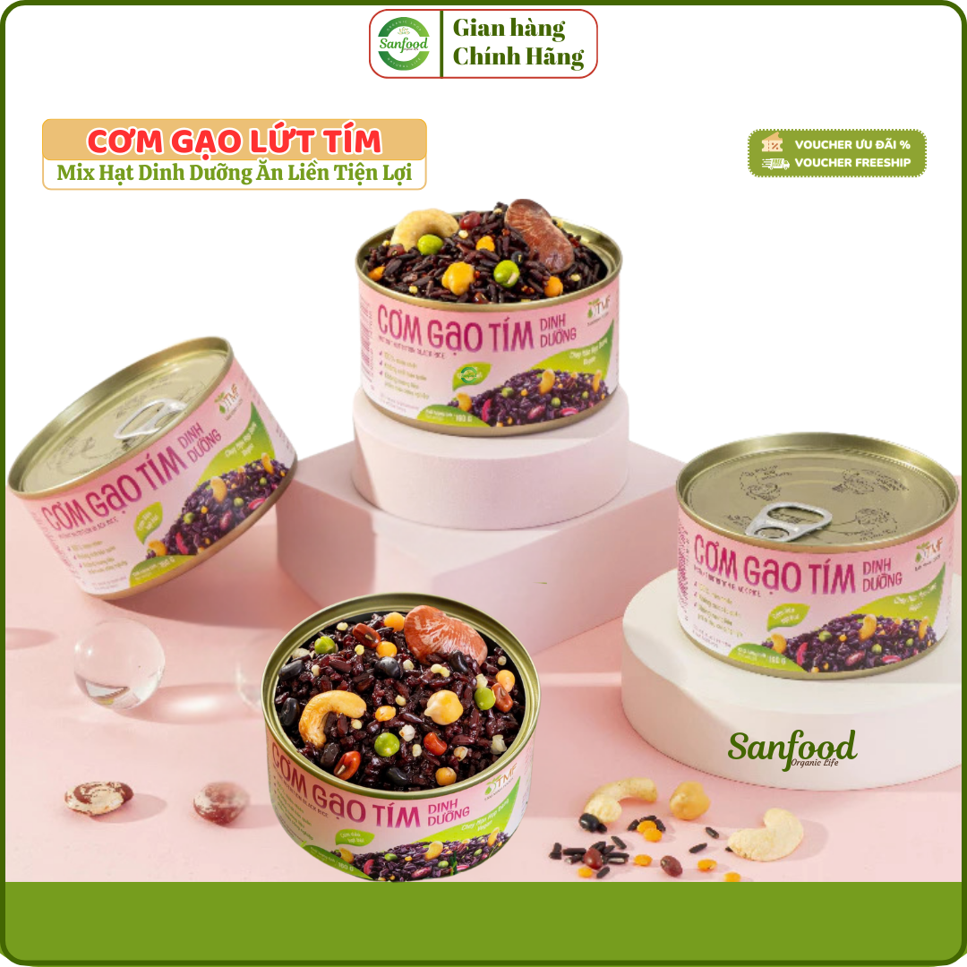 Cơm gạo tím 160g mix hạt dinh dưỡng ăn liền tiện lợi Tâm Minh Foods (HSD 11.03.27)