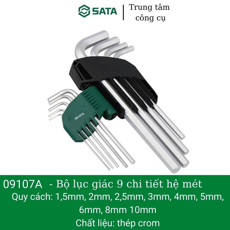 Bộ lục giác 9 chi tiết hệ mét sata 09107a