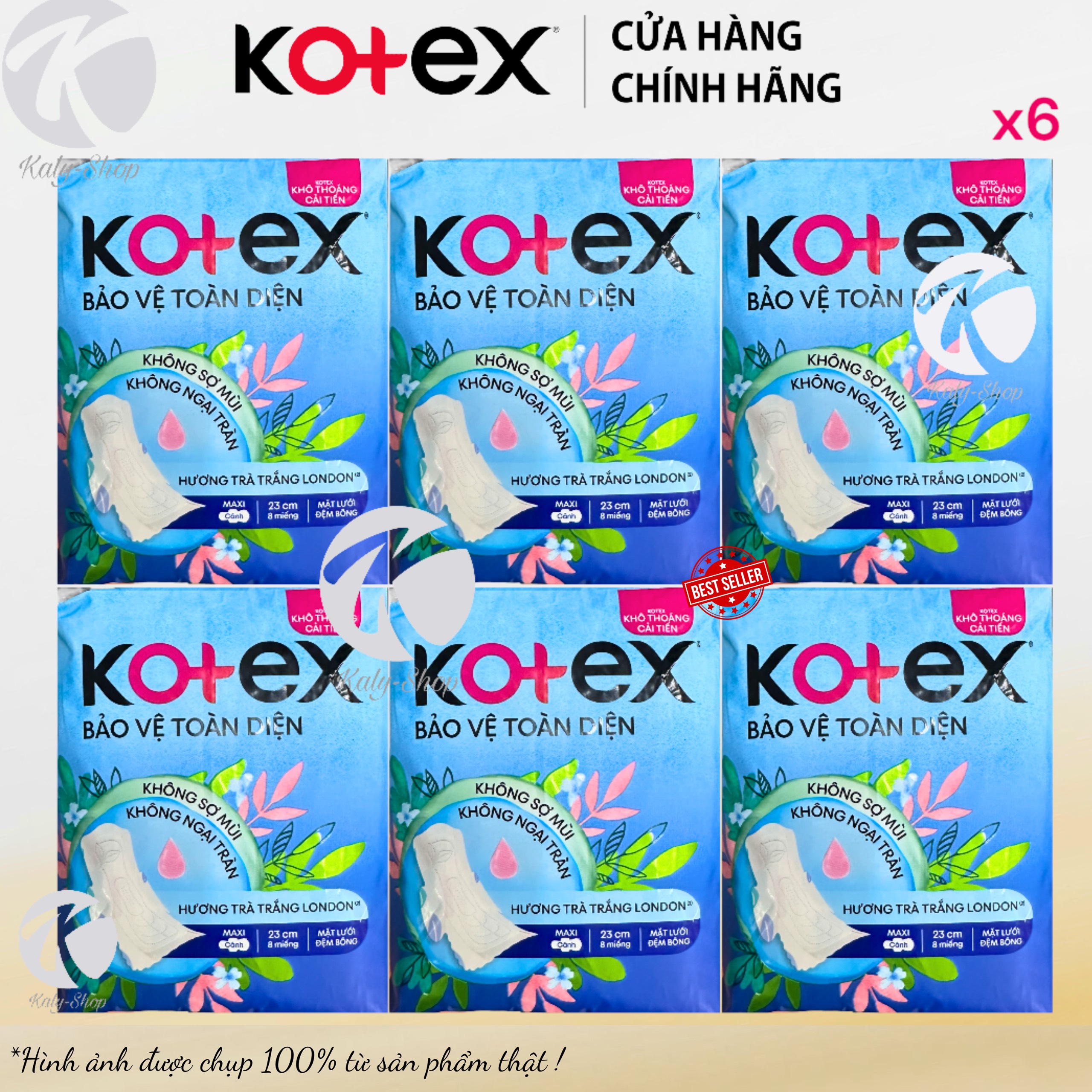 Combo 6 gói băng vệ sinh kotex khô thoáng dày cánh 8 miếng