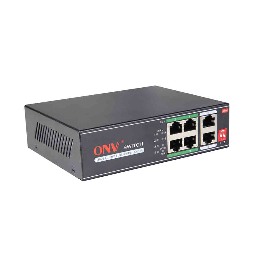 Switch poe 4 port onv h1064pls 10/100m 6-port ai poe switch