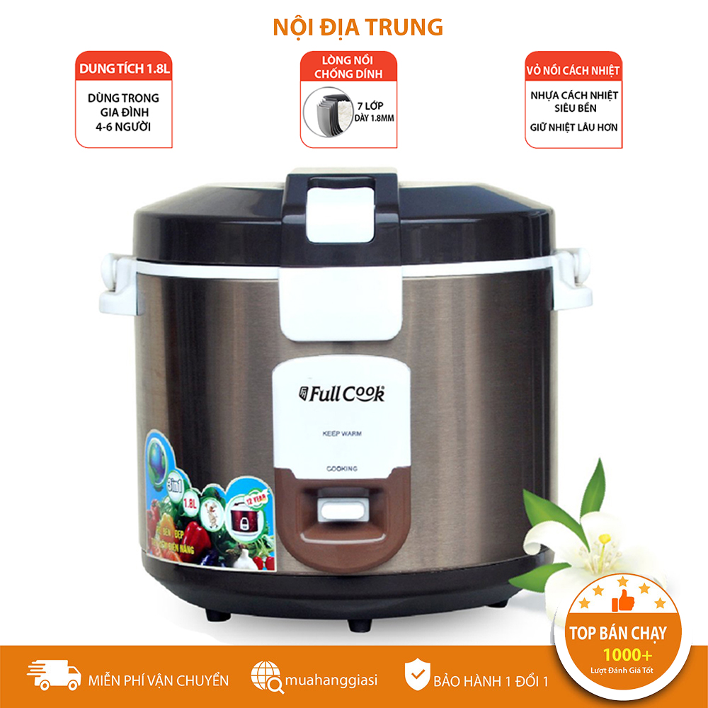[GIAO HÀNG NHANH 24 GIỜ - MÁY TỐT GIÁ RẺ] Nồi cơm điện Thái Lan FULLCOOK 2 lít chống dính tặng kèm 1 vá xới cơm bảo hành 12 tháng