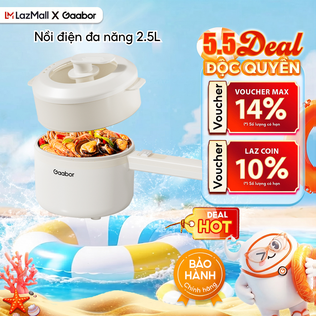 Gaabor nồi điện đa năng 2.5 lít công suất 600W 2 tầng nấu hấp tiện lợi - EC-30M01A - Bảo hành 12 tháng 1 đổi 1
