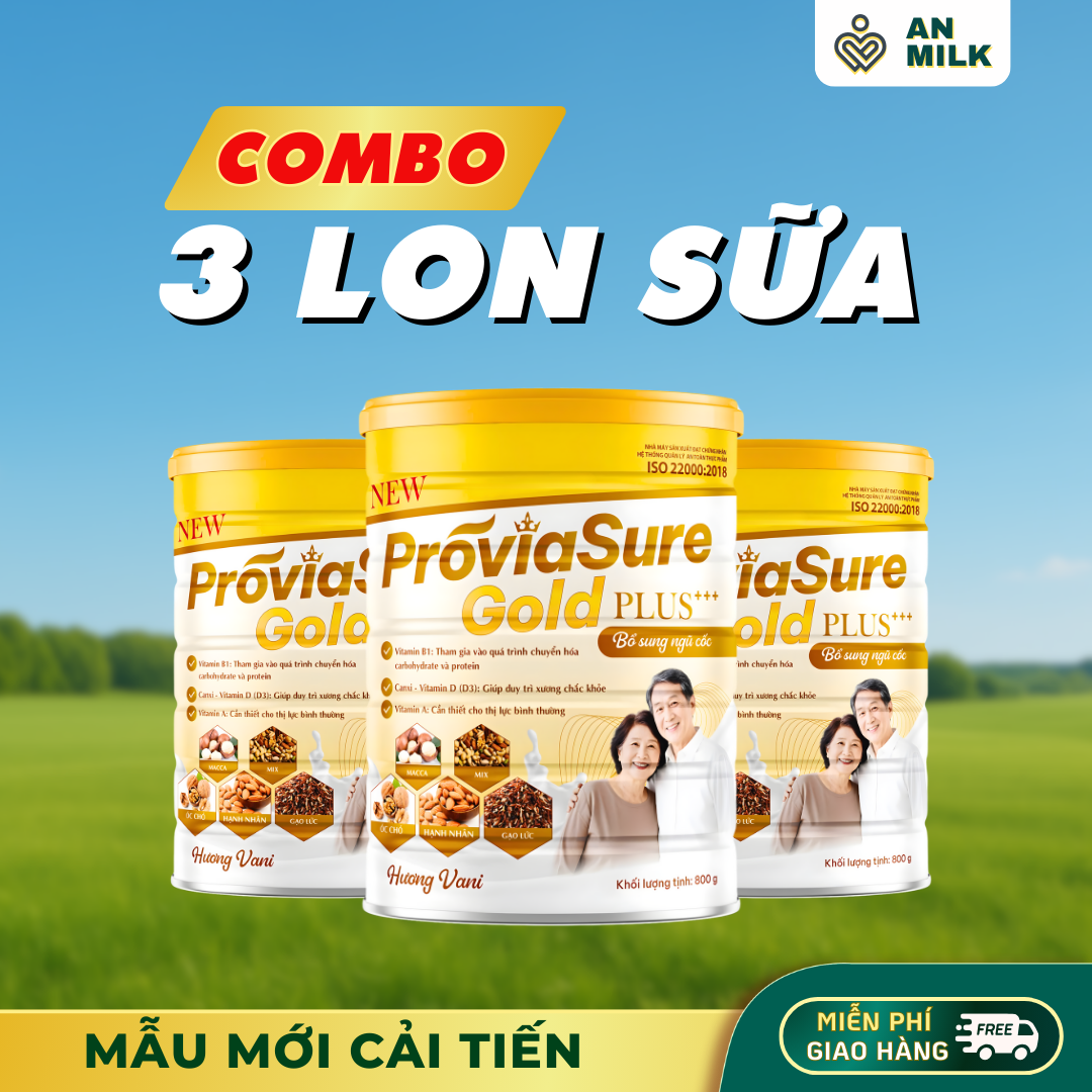  Combo 3 Lon Sữa Hạt Thuần Chay Proviasure Gold Xương Khớp Bổ Sung Ngũ Cốc Dưỡng Chất Giúp Ăn Ngon Ngủ Ngon Lon 800 Gram 