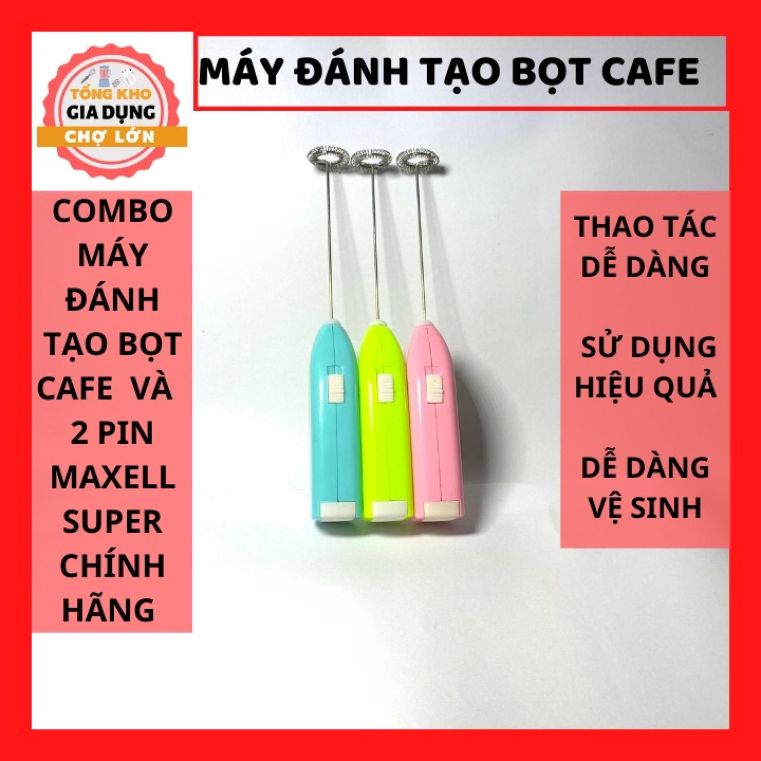 Máy tạo bọt cafe mini dùng pin siêu tiện lợi - gia dụng chợ lớn số 1