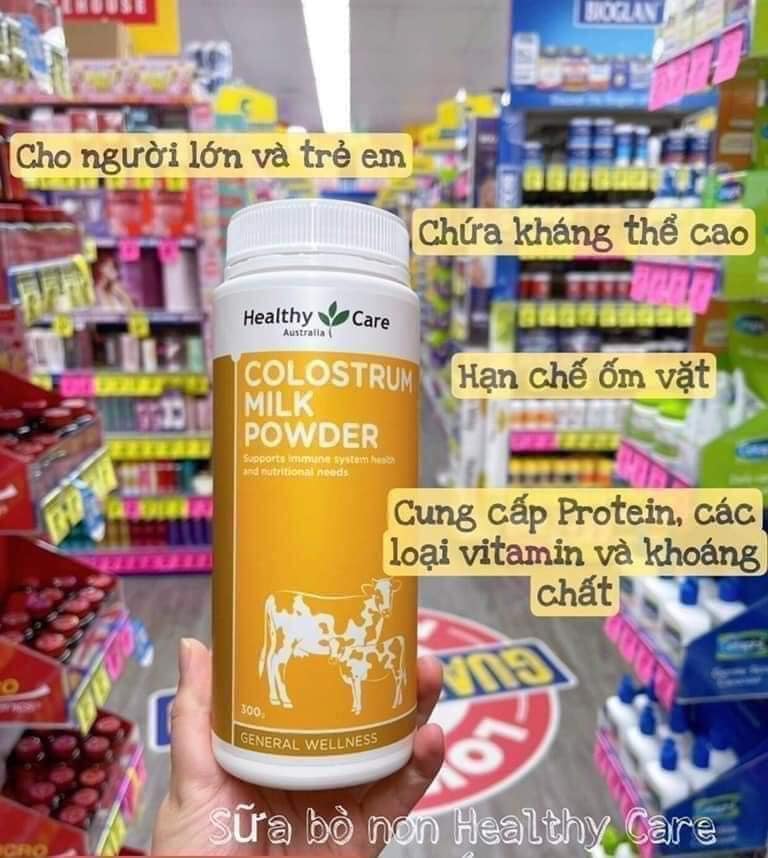 Đủ bill Sữa bò non Healthy Care Colostrum Milk Powder 300g