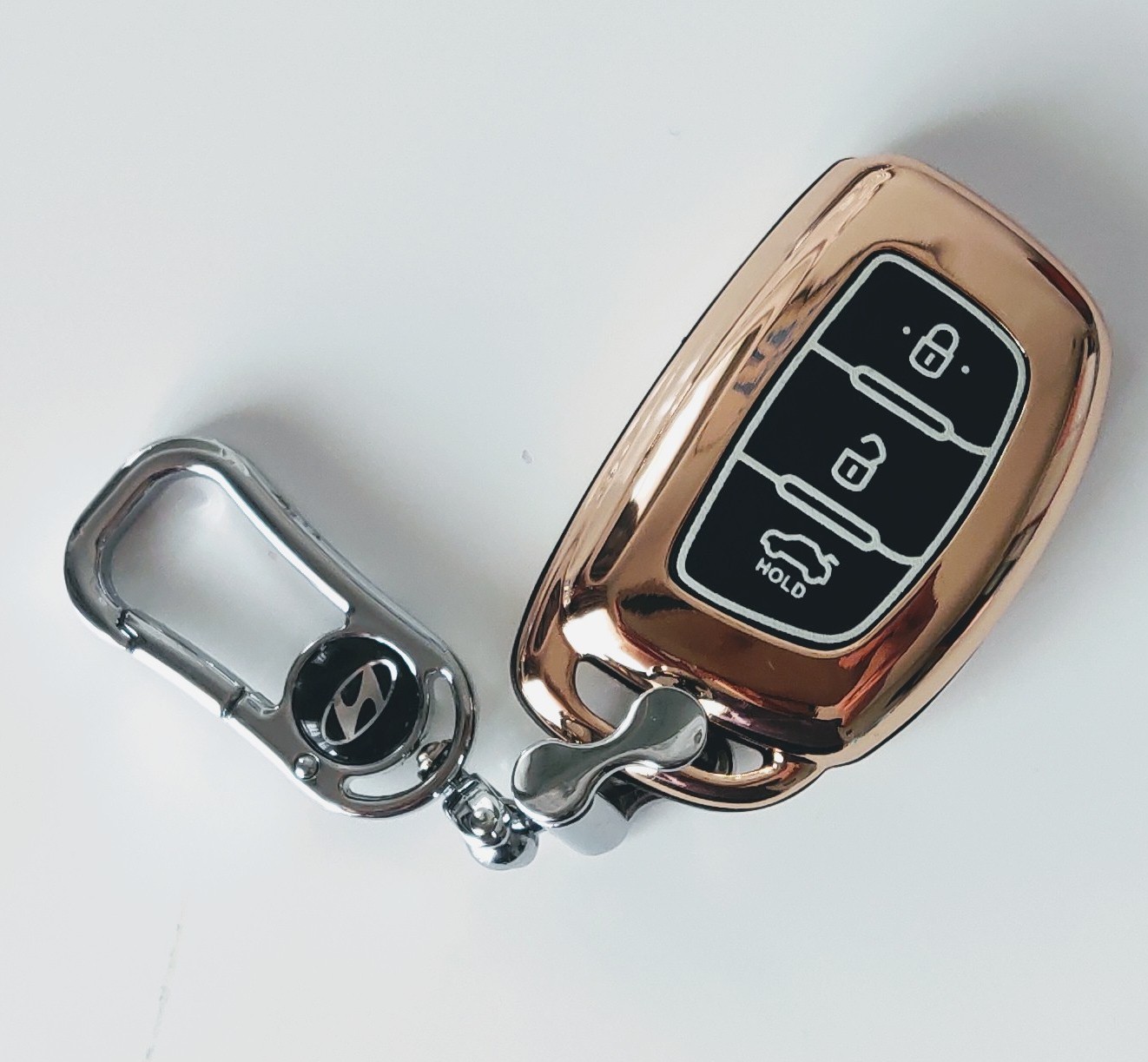 Combo móc chìa khóa và bao chìa khóa (smartky huydai) dùng cho xe ô tô dòng Huyndai tucsion , Huynhdai Santafee,Huynhdai I 10, huynhdai elantra, Hyundai Accent- Màu Bạc