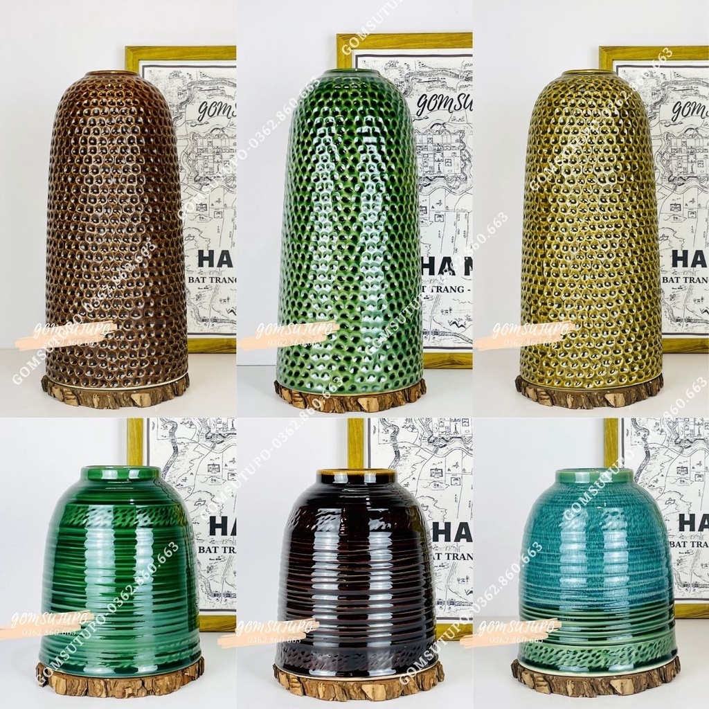 Bình gốm chuông gốm, gốm sứ bát tràng, gomsutupo, decor trang trí
