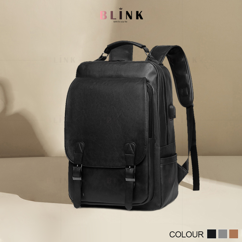 Balo da đi học unisex thời trang BLD08 , Cặp đi học da nữ nam đựng laptop 15.6 inch , Balo đi học da đẹp chống nước
