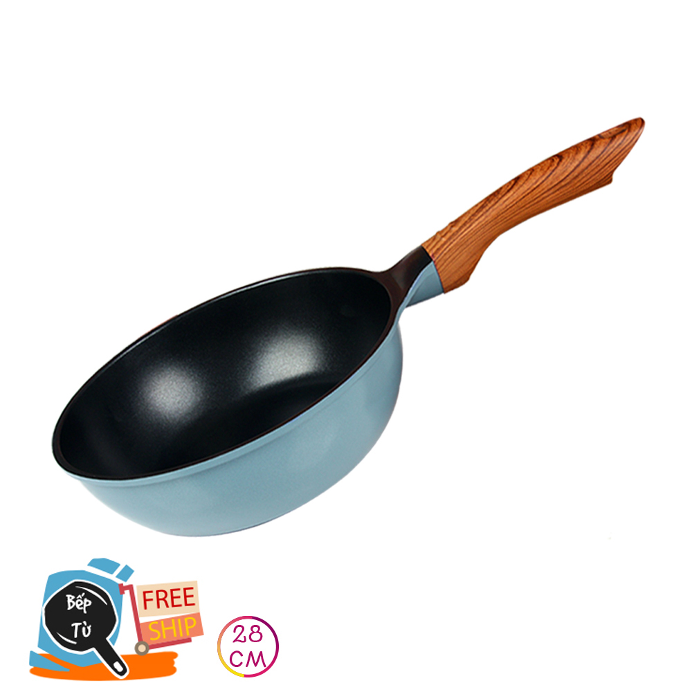 [Hoàn tiền 20%] Ecoramic Chảo đúc đế từ / Induction sâu lòng chống dính cao cấp 28cm xanh (dùng được tất cả các bếp, kể cả bếp từ)