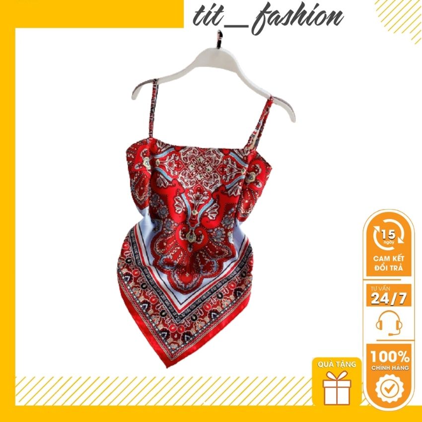 [ Free ship + quà tặng 19k ] Áo Yếm 2 Dây Vải Lụa Cao Cấp Hở lưng In Hình Thổ Cẩm Sexy Free Size TẶNG KÈM phụ kiện xinh