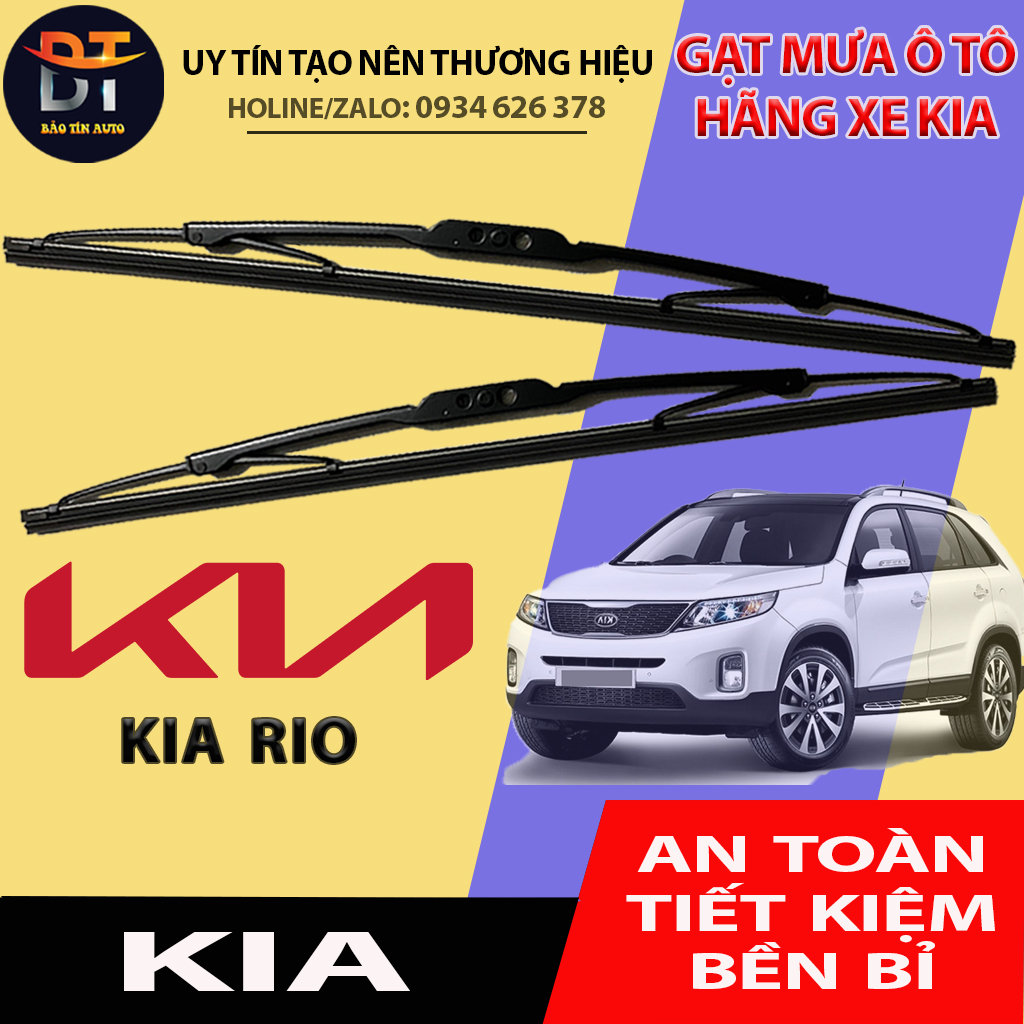 [Kia Rio] Bộ gạt mưa xe ô tô Kia Rio cần lưỡi gạt nước kính oto xe hơi khung xương cứng, thanh chổi gạt mưa xe oto, lá lúa gạt mưa Kia Rio