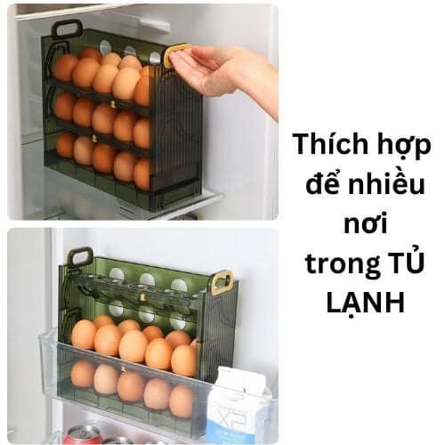 Khay đựng trứng 3 tầng, đựng 30 quả trứng tiện dụng, đa năng