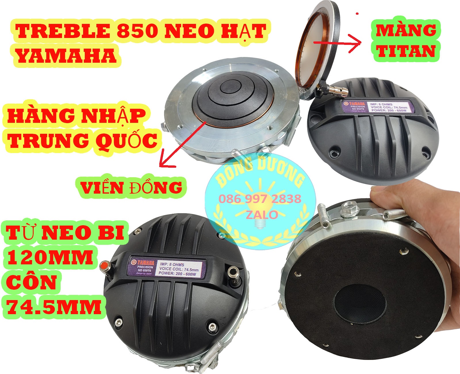CỦ TREBLE 850 NEO HẠT YAMAHA - GIÁ 2 CHIẾC - LOA TRÉP SÂN KHẤU - CỦ TRÉP RỜI - TREBLE 750