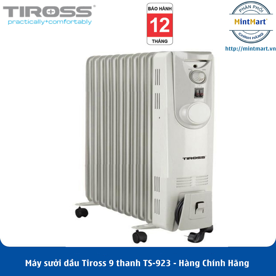 Máy sưởi dầu tiross 9 thanh ts-923 - hàng chính hãng