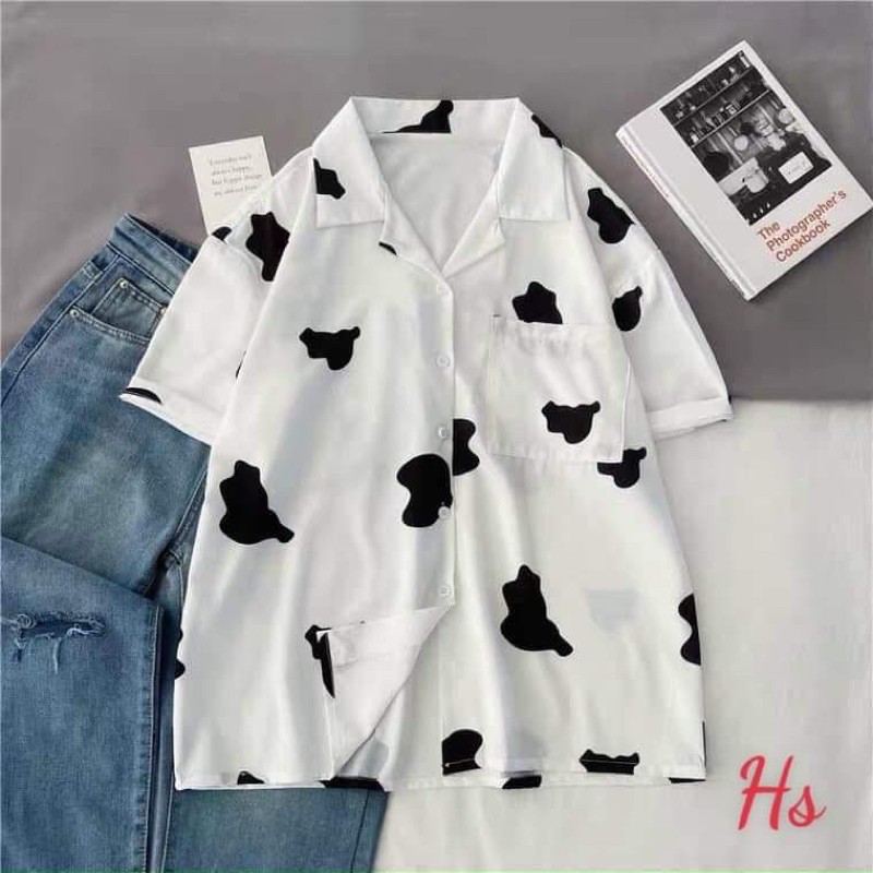 Áo sơ mi nam nữ bò sữa siêu cute