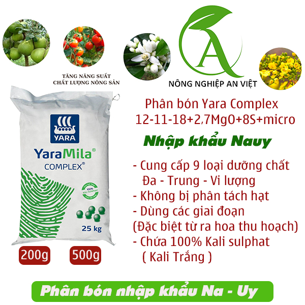 Phân bón yara complex nhập khẩu na-uy, phân bón cây trồng hoa, rau màu, cây ăn trái, ct 12-11-18 + 2,7mgo + 8s + micro, phân bón nhập khẩu na uy, phân bón siêu hiệu quả