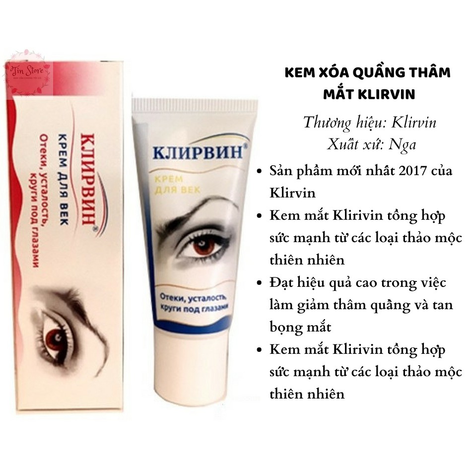 Kem giảm thâm quầng mắt tan bọng mắt Klirvin Nga