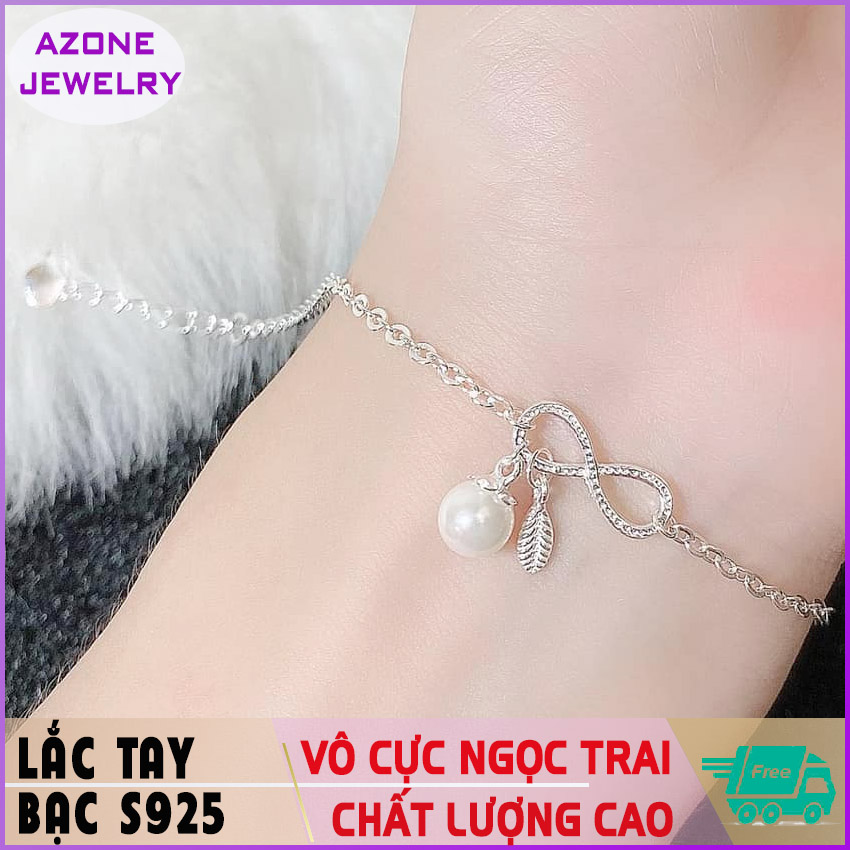 Lắc tay | Lắc tay bạc | Lắc tay nữ mặt vô cực đính ngọc trai đẹp sang trọng. Chất liệu bạc S925 chất lượng cao,khóa móc dễ dang tùy chỉnh kích thước (18-20cm) và dễ dàng đeo tháo #AZLT016 - Azone Jewelry