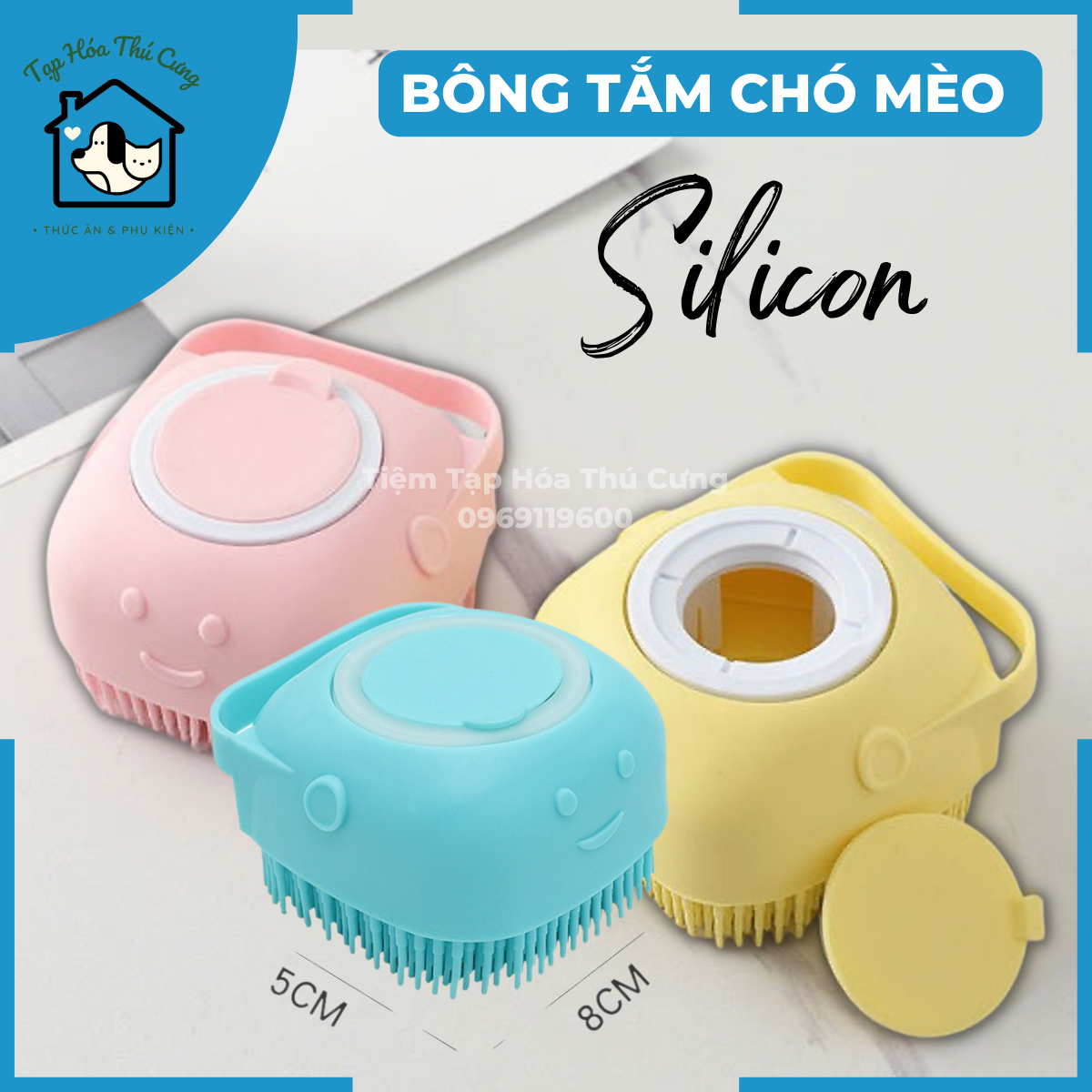 Bông tắm silicon cho chó mèo tạo bọt nhanh và tiết kiệm xà bông