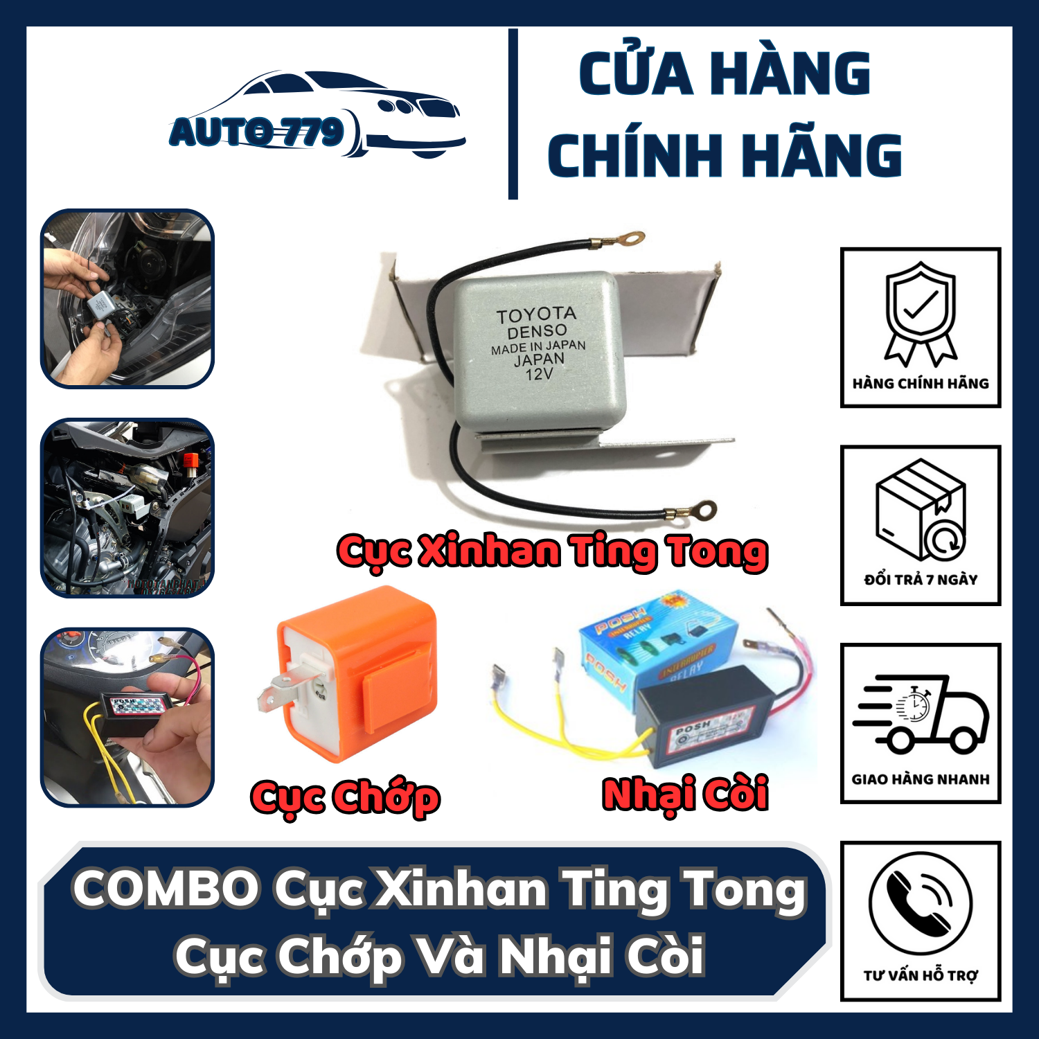 Combo cục xinhan ting tong cục chớp và nhại còi