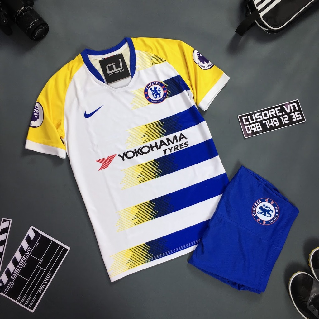 [HCM]Bộ quần áo đá bóng CLB CHELSEA Bích Vàng CUSTORE giá rẻ