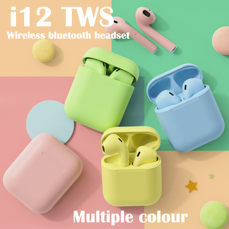 tai nghe bleutooth GOOJODOQ TWS i12 Macaron Màu sắc Bluetooth 5.0 Tai nghe không dây Điều khiển cảm ứng với Bộ sạc Mic