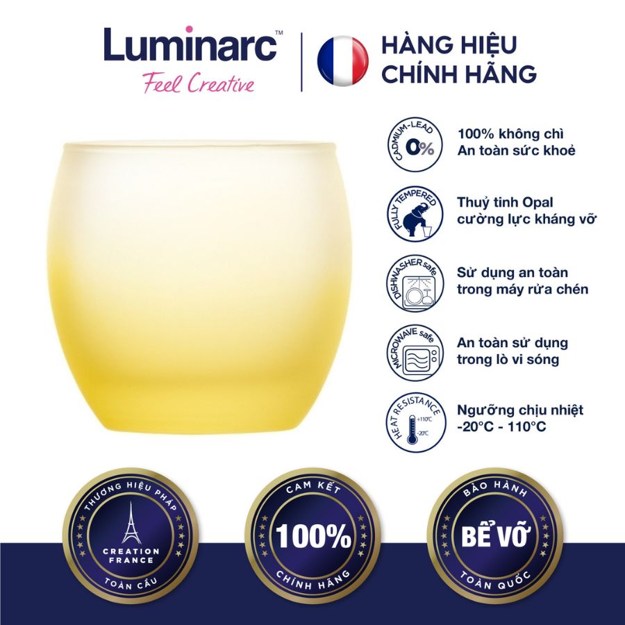 Bộ 2 ly thuỷ tinh thấp luminarc salto frost yellow 320ml - lusaq3176